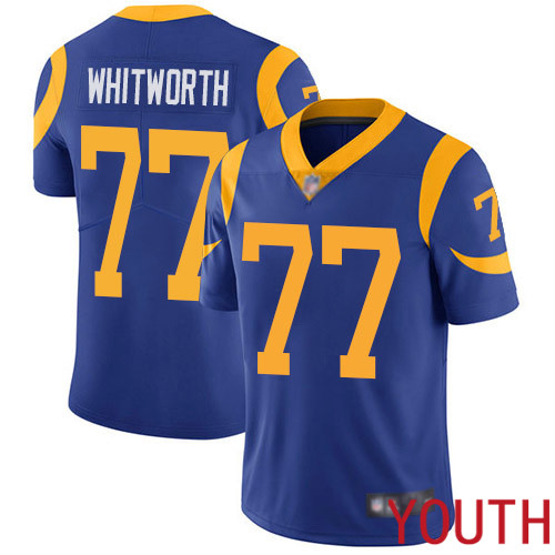 Los Angeles Rams Limited Royal Blue Youth Andrew Whitworth Alternate Jersey NFL Football #77 Vapor Untouchable